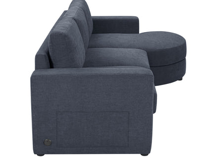 Modern L-Shaped Sectional Sofa With Curved Chaise, USB Ports, And Side Storage Pockets