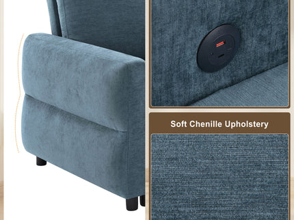 Convertible Sofa Bed Loveseat With Adjustable Backrest And USB Ports
