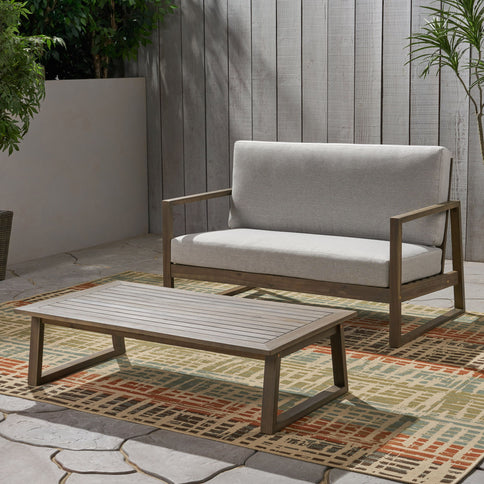 Belgian - Loveseat & Coffee Table Set With Water Resistant Cushions