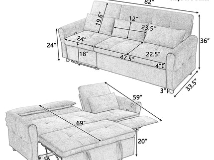 3 Seater Sofa Bed And Reversible Recliner