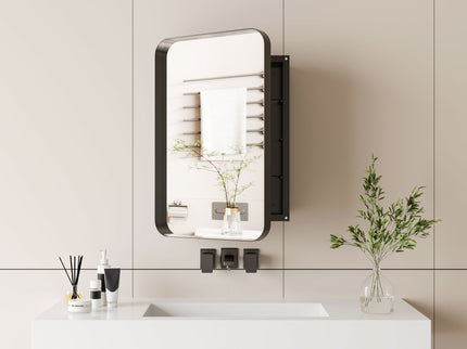 Recessed Metal Framed Medicine Cabinet With Mirror And Adjustable Shelves Wall Mirror With Storage For Bathroom