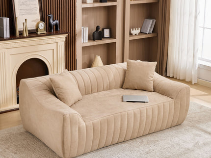 Oversized 2 Seater Loveseat With 2 Decor Throw Pillows, Deep Seat Sofa For Living Rooms