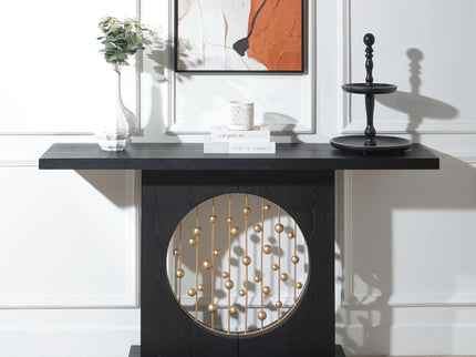 Console Table With Circular Art Decor For Living Room - Multi