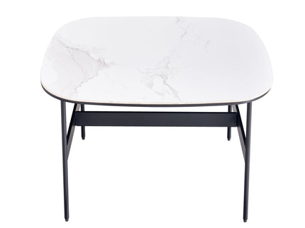 Modern Rectangular Rock Plate Coffee Table Open Space Design Golden Metal Frame Minimalist Living Room Center Table For Lounge Office - Black White