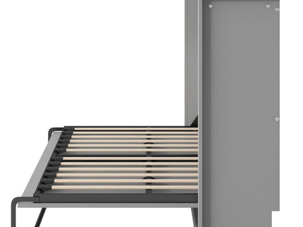 Twin Size Murphy Bed With Cabinet Storage - Gray