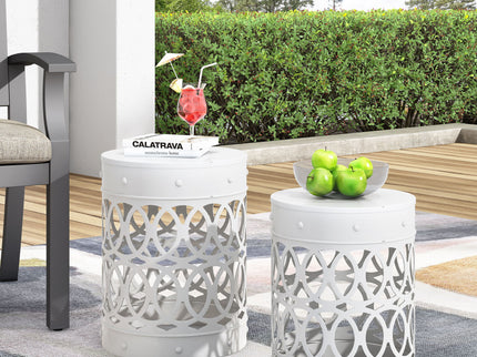 Outdoor Metal S/2 End Table