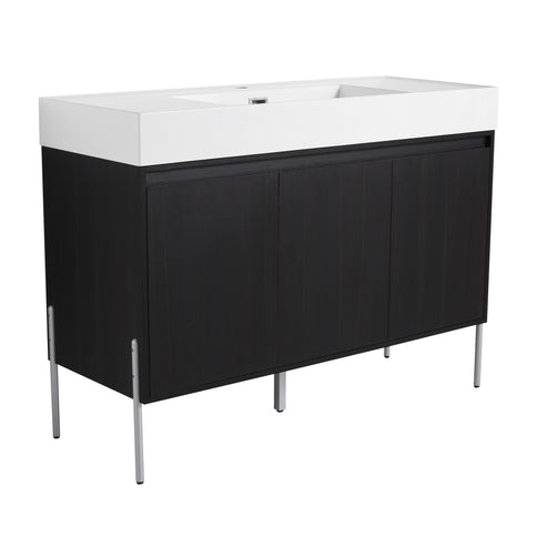 Freestanding Bathroom Vanity With Resin Sink And Storage Cabinet