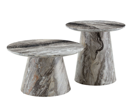 Nested Coffee Table Set, Round Design For Living Room - Gray