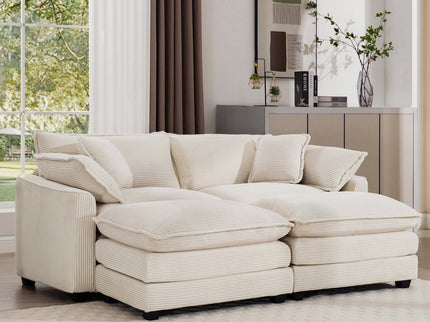 Modern Oversized Modular Cushion Sofa With Ottoman, Low Back, Deep Seating Sofa Set