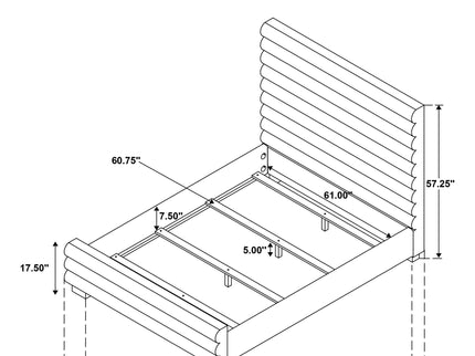 Queen Bed With Textured, And Tufted Headboard - Gray