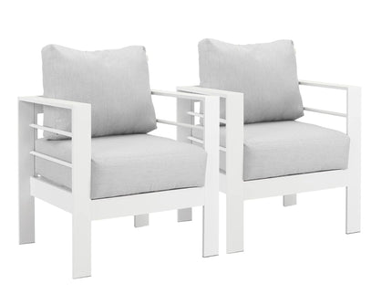 Modern All-Weather Patio Armchairs & Thick Cushions (Set of 2)