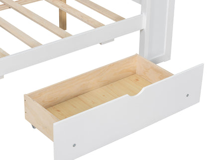 Platform Bed With Storage Shelves, Drawers, Charging Station, LED, Desk