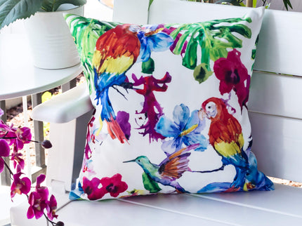 Tropical Parrot Outdoor & Indoor Pillow With Solarium - Multicolor