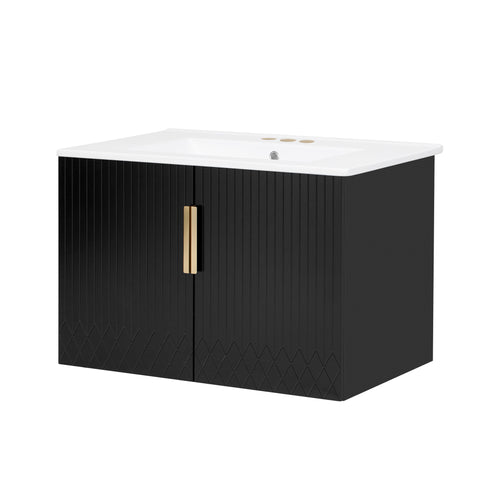 Bathroom Vanity With Sink, Rectangular Storage Cabinet With 2 Soft Closing Doors