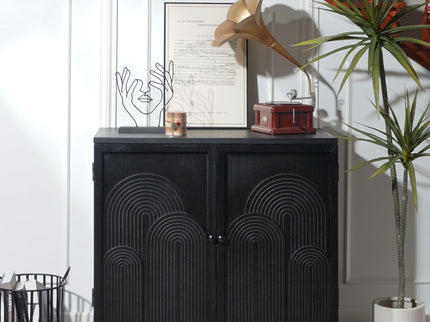 2 Door Accent Cabinet Storage Cabinet With Adjustable Shelf - Black