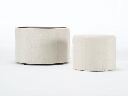 Nesting Ottomans, Round Coffee Table & Bench With Tray (Set of 2)