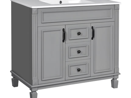 Bathroom Vanity With Top Sink, Basin On Cabinet With 2 Soft Closing Doors And 2 Drawers