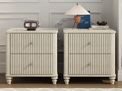 Fluted Nightstand With 3 Drawers