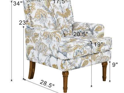 Floral Accent Armchair With Nailhead Trim