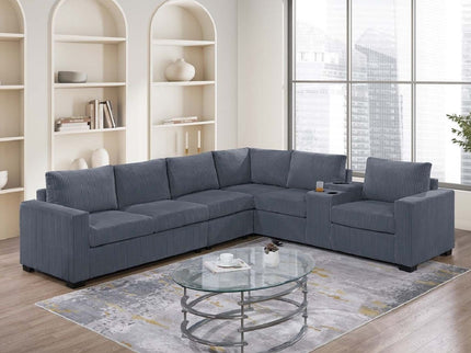 Modern Style L-Shape Sectional Set, USB Ports, Cup Holder
