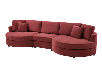 Modern 3 Seater Upholstered Sofa With Curved Design