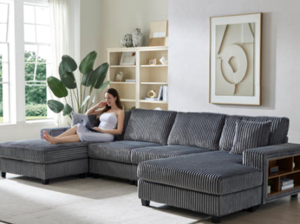 U-Shaped Convertible Sofa, 4 Seater Large Living Room Lounge