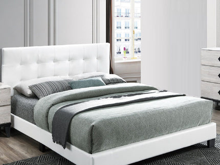 Modern Style Bed With Upholstered Rectangle Headboard