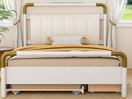 Storage Platform Bed, With 2 Big Drawers, Trundle