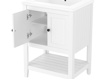 Modern Bathroom Vanity With Sink And Open Shelf