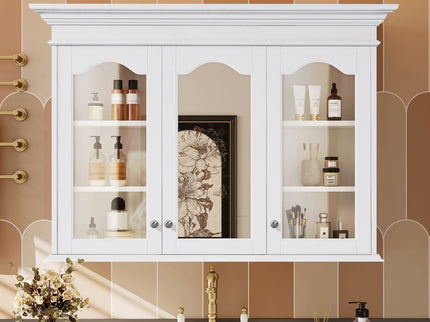 Medicine Cabinet With Mirror Door And Adjustable Shelves, Wall-Mounted Bathroom Storage Cabinet - White