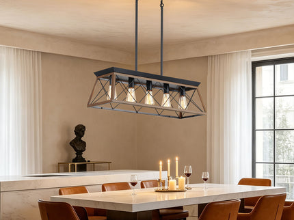 Chandelier Pendant Light For Dining Room Kitchen, 5 Light Fixture With Adjustable Height