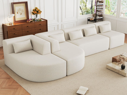 Upholstered Sofa Free Combined Sofa Couch With 2 Chaise Lounge And Five Back Pillows For Living Room