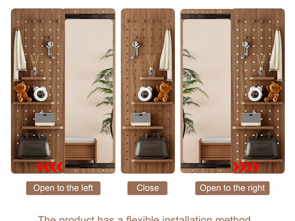 Wall Mounted Full Length Mirror With Shelf And Hook