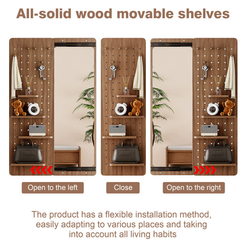 Wall Mounted Full Length Mirror With Shelf And Hook