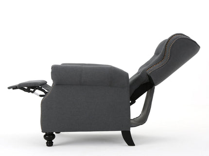 Accented Push Back Recliner Chair With Rolled Arms, Enjoy Cocooning Comfort