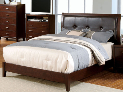 Eastern King Bed With Button Tufted Headboard - Brown