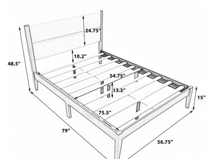 Platform Bed Frame With Upholstered Headboard, Slat Support