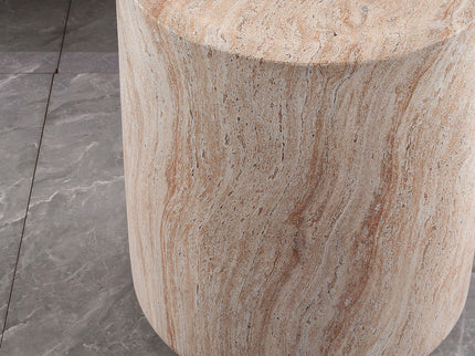 Tall Cylindrical Accent Coffee Table In - Beige / Yellow