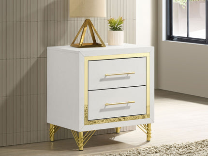 Chesney - 2 Drawer Nightstand With Trim, Bedroom Side Table - White