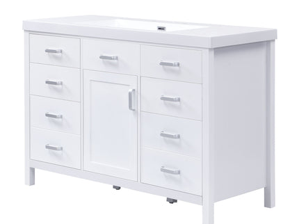 47.25" Modern Bathroom Vanity With Sink, Soft Close Single Door & 6 Drawers - White