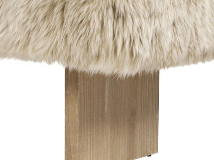 Leda - Sheepskin Fur Rectangular Accent Bench - Natural Blonde