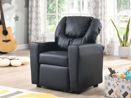 Sally Deluxe Kids Recliner Chair With Cup Holder - Black