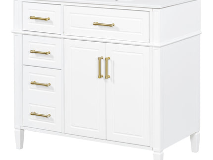 Bathroom Vanity With Sink, 4 Drawers, 2 Doors