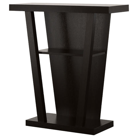 2 Shelf Console Table With V Shape Design - Brown