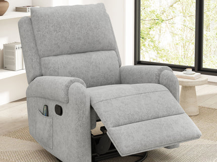 Manual Recliner Massage Chair With Swivel Rocker, 8 Massage Modes, Side Storage Pocket
