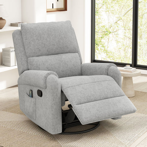 Manual Recliner Massage Chair With Swivel Rocker, 8 Massage Modes, Side Storage Pocket