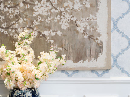 Large Cherry Blossom Canvas Art Print, Home Decor Accent Piece - Gray / White Matte