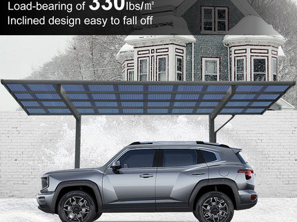 Outdoor Carport, Single Carport Aluminum Metal Frame And Polycarbonate Panels Car Port For Outdoor Driveway Car, Truck - Charcoal