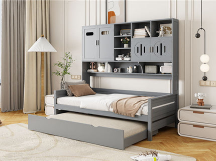 Daybed With All-In-One Cabinet And Shelf