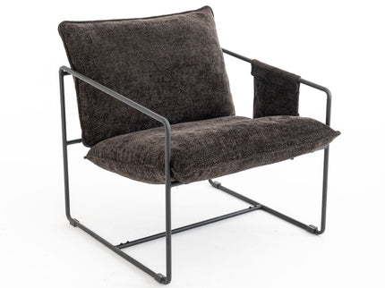 Upholstered Hanging Armchair With Arm Pocket Metal Frame (Set of 2), Crushed Foam Cushions And Skin-Friendly Braid For Living Room And Bedroom